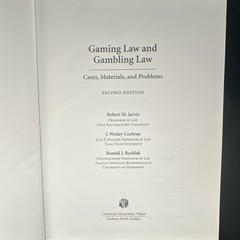 Carolina Academic Press Gaming Law Gambling Law 2nd Ed Hardcover Jarvis