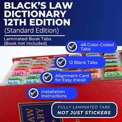 Book Tabs for Black’S Law Dictionary 12Th Edition (Standard Edition). Laminated,