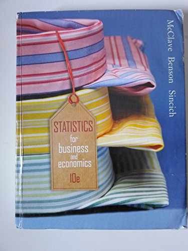 Statistics for Business and – Hardcover, by McClave James T.; – Very Good z