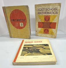 Three hardcover vintage textbooks