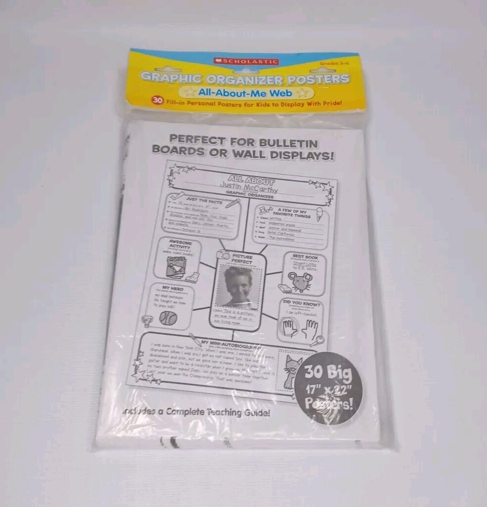 Scholastic Graphic Organizer Posters 30 All about Me Web Teacher Back To School