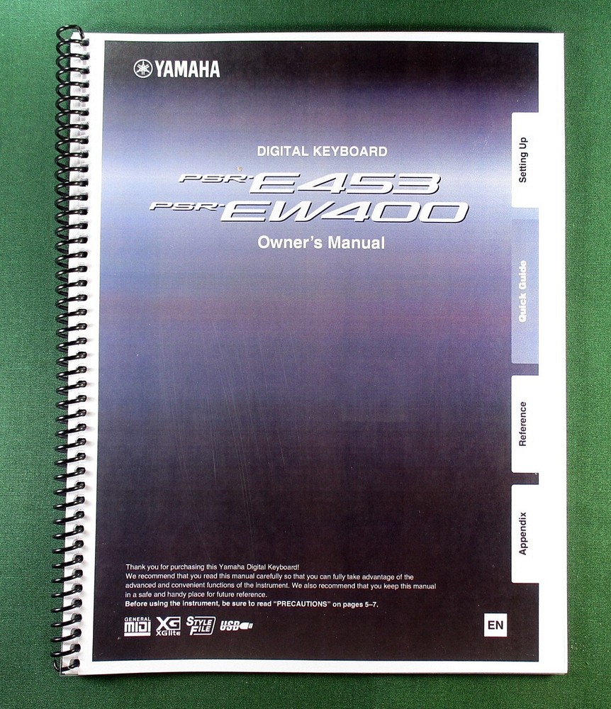 Yamaha PSR-E453 PSR-EW400 Instruction Manual: 80 Pages & Protective Covers!