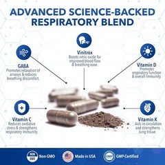 Natural COPD Support – 60 Non-GMO Capsules for Shortness of Breath Relief