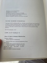 VTG Electric Machinery Fundamentals Hardcover Stephen J. Chapman 1985