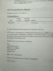 FE Chemical Review Manual – Paperback By Lindeburg PE, Michael R. – GOOD