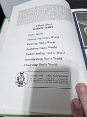 1976 Exploring God’s World 3- A Beka Book Science Series-By Judy Hull Moore