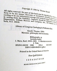 Marxism Philosophy and Economics by Thomas Sewell VG SC 1st Quail Edition 1985