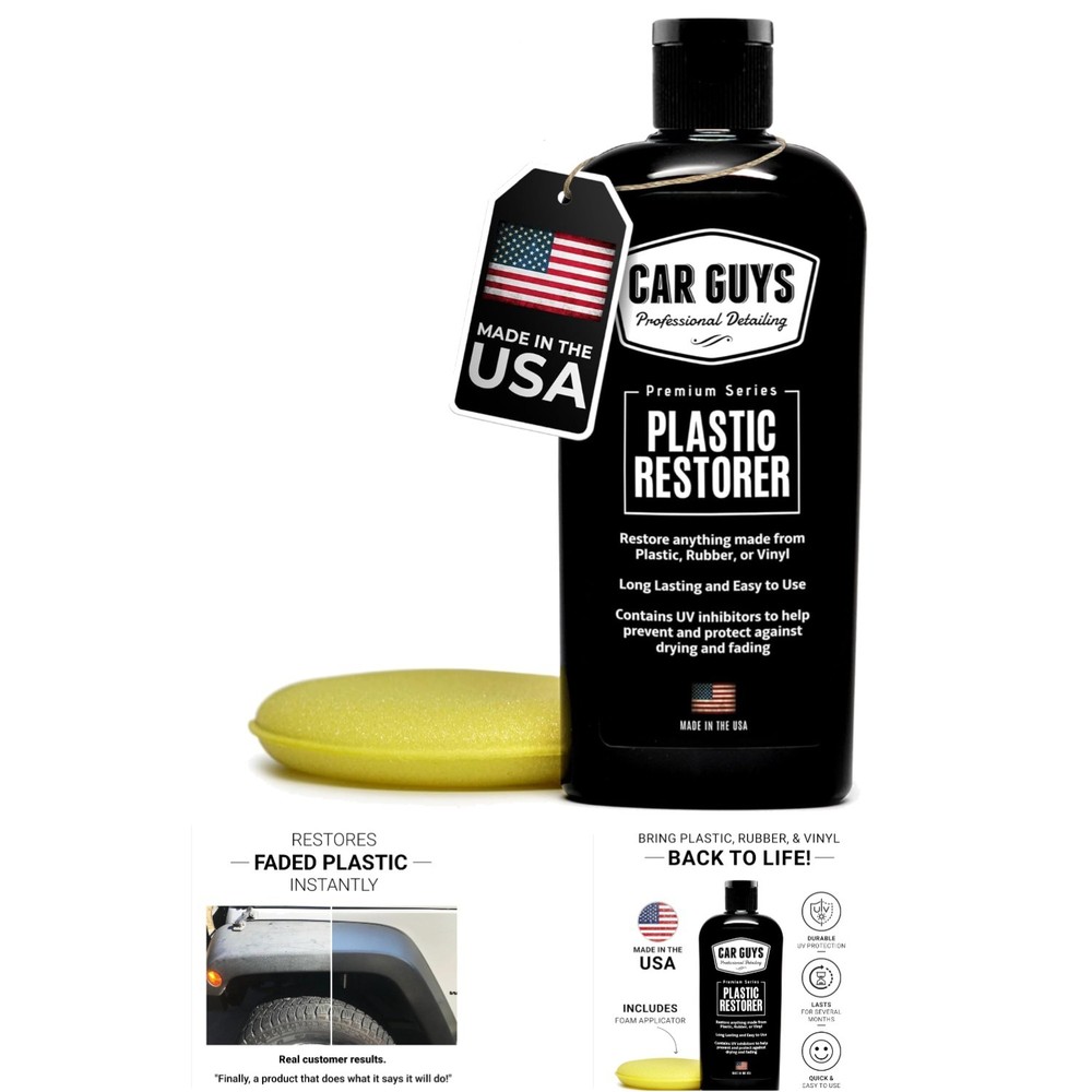 8 Oz Non-Oily Plastic and Vinyl Restorer — Durable Shine with Foam Applicator