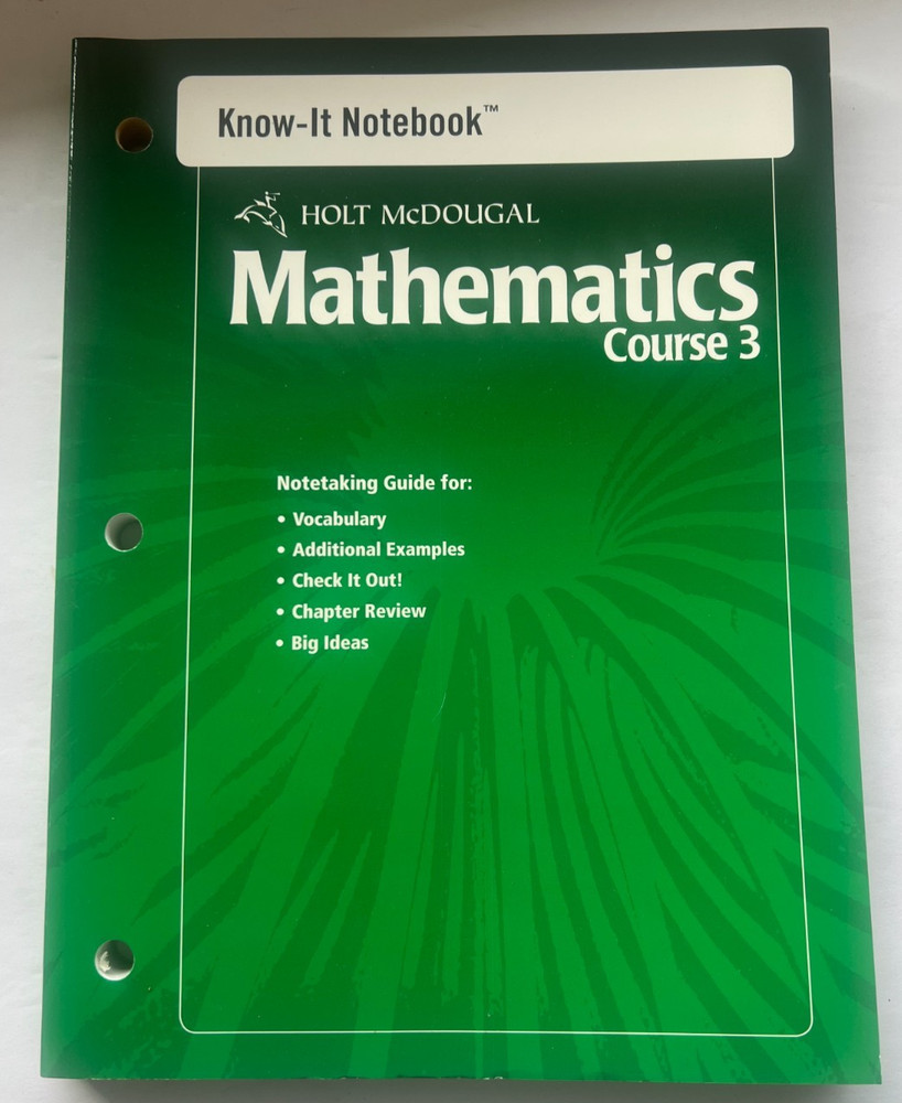 Holt McDougal Mathematics Course 3 Know-It Notebook Student Edition