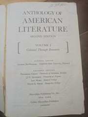Anthology of American Literature Colonial through Romantic 1980