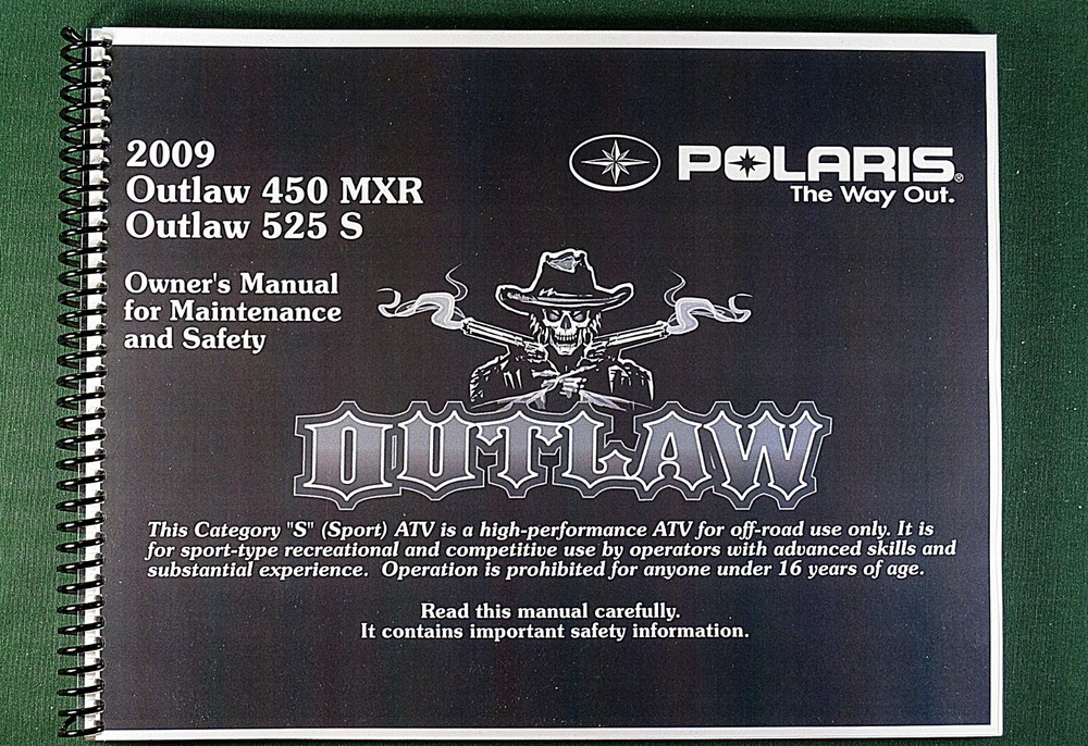 2009 Polaris Outlaw 450 MXR ATV Owner’s Manual: 205 Pages & Protective Covers!
