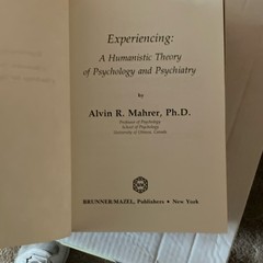 Alvin R. Mahrer Experiencing Humanistic Theory Psychology & Psychiatry HC 1978