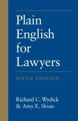 Plain English for Lawyers – Paperback By Richard C. Wydick – GOOD
