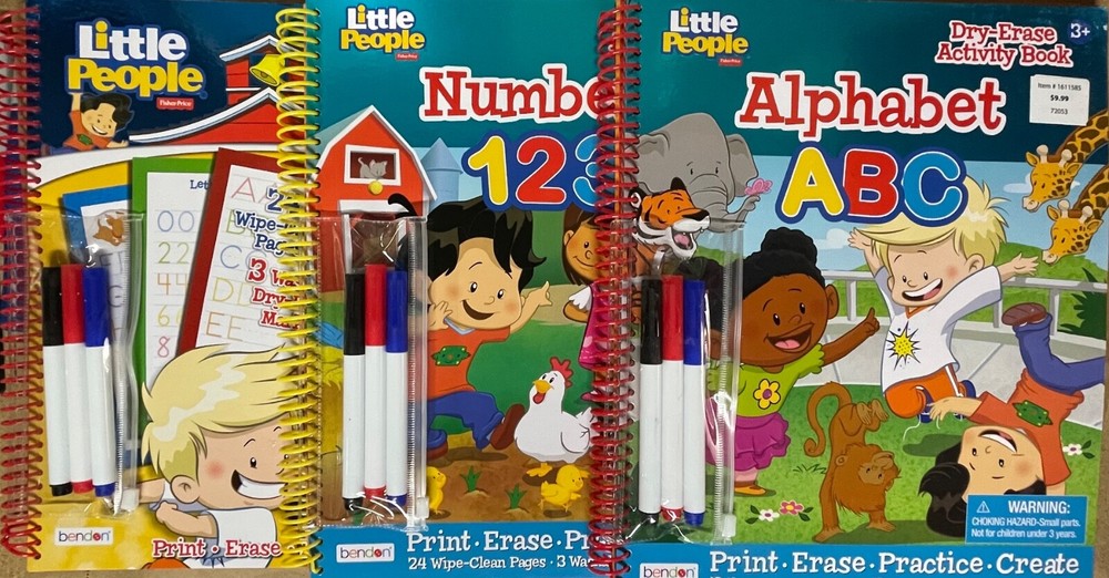 Lot of 3 – NEW Fisher Price Dry-Erase Activity Books Kids Education Children