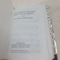 New Testament with Psalms and Proverbs NASB by Foundation Publication 1997 Mini