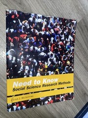 Need to Know: Social Science Research Methods by Lisa J. McIntyre (2004,…