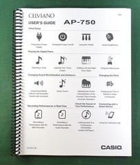 Casio Celviano AP-750 Instruction Manual: 192 Pages Coil Bound & Clear Covers!