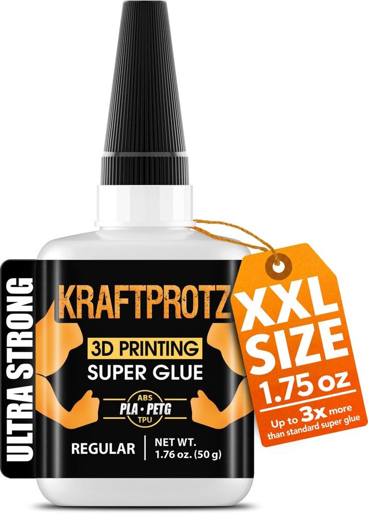 KRAFTPROTZ 3D Printer Super Glue Thin 1.76 oz XXL Fast Drying Adhesive for Model