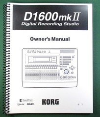 Korg D1600mkII Instruction Manual: 180 Pages & Protective Covers!
