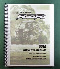 2019 Polaris RZR XP Owner’s Manual: 194 Pages Full Color & Protective Covers!