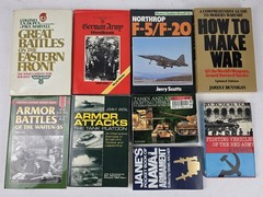 Lot of 9 Vintage Military Books Great Armor Battles Make War Attacks Janes Tanks