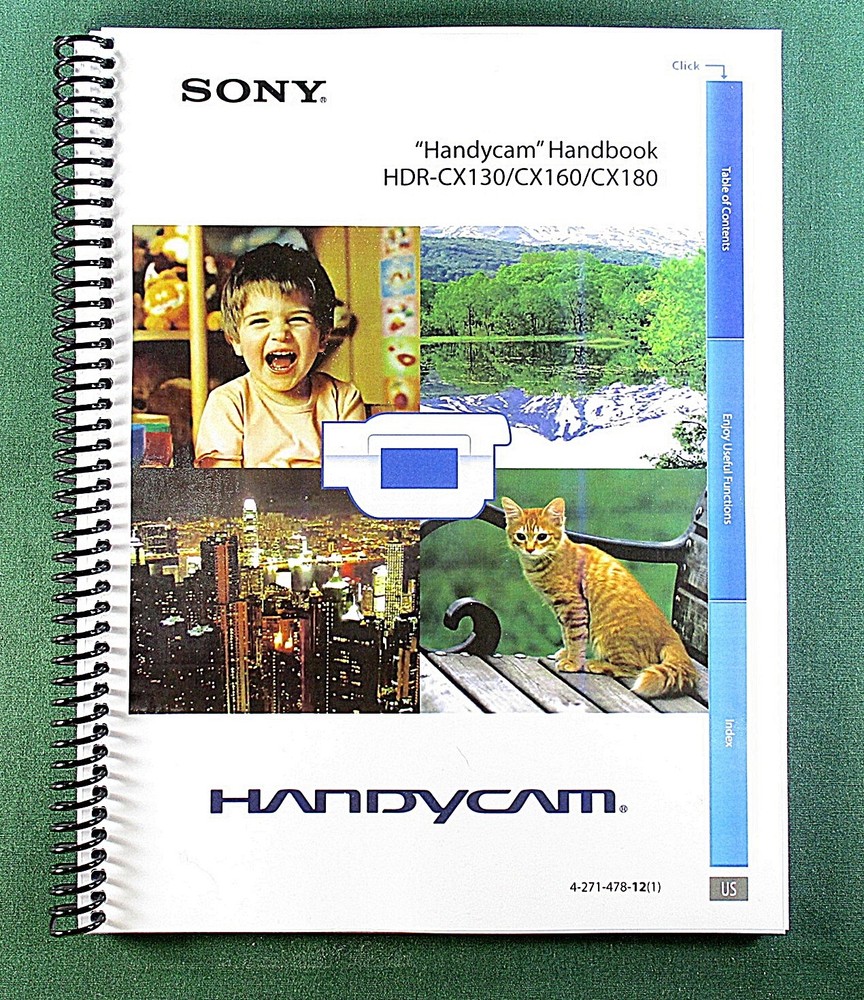 Sony HDR-CX130/CX160/CX180 Handbook Manual: Full Color 108 Pages & Clear Covers!
