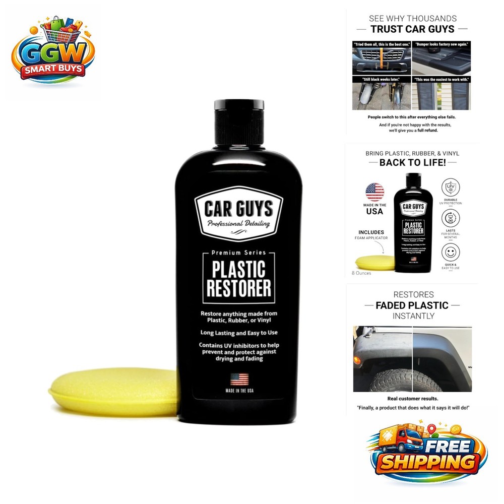 Water-Repellent Plastic & Vinyl Restorer – User-Friendly 8 Oz Foam Applicator