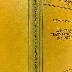 Continuous Transformations in Analysis T Rado P V Reichelderfer 1955 VTG HC Math